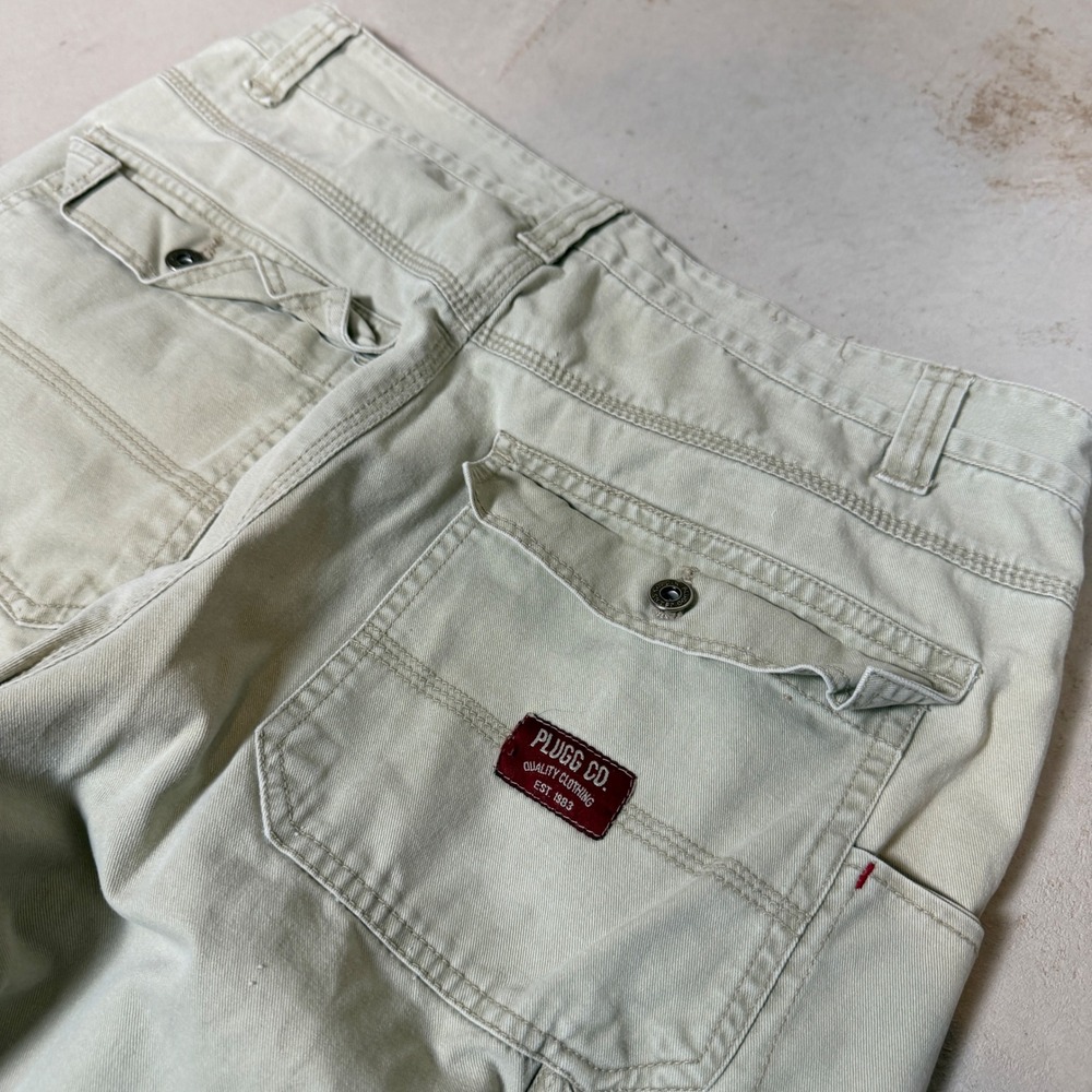 Plugg Co Mens Carpenter Pants 32x30 Tan Khaki Wide Leg Workwear‎ Cotton Vintage - Picture 5 of 8